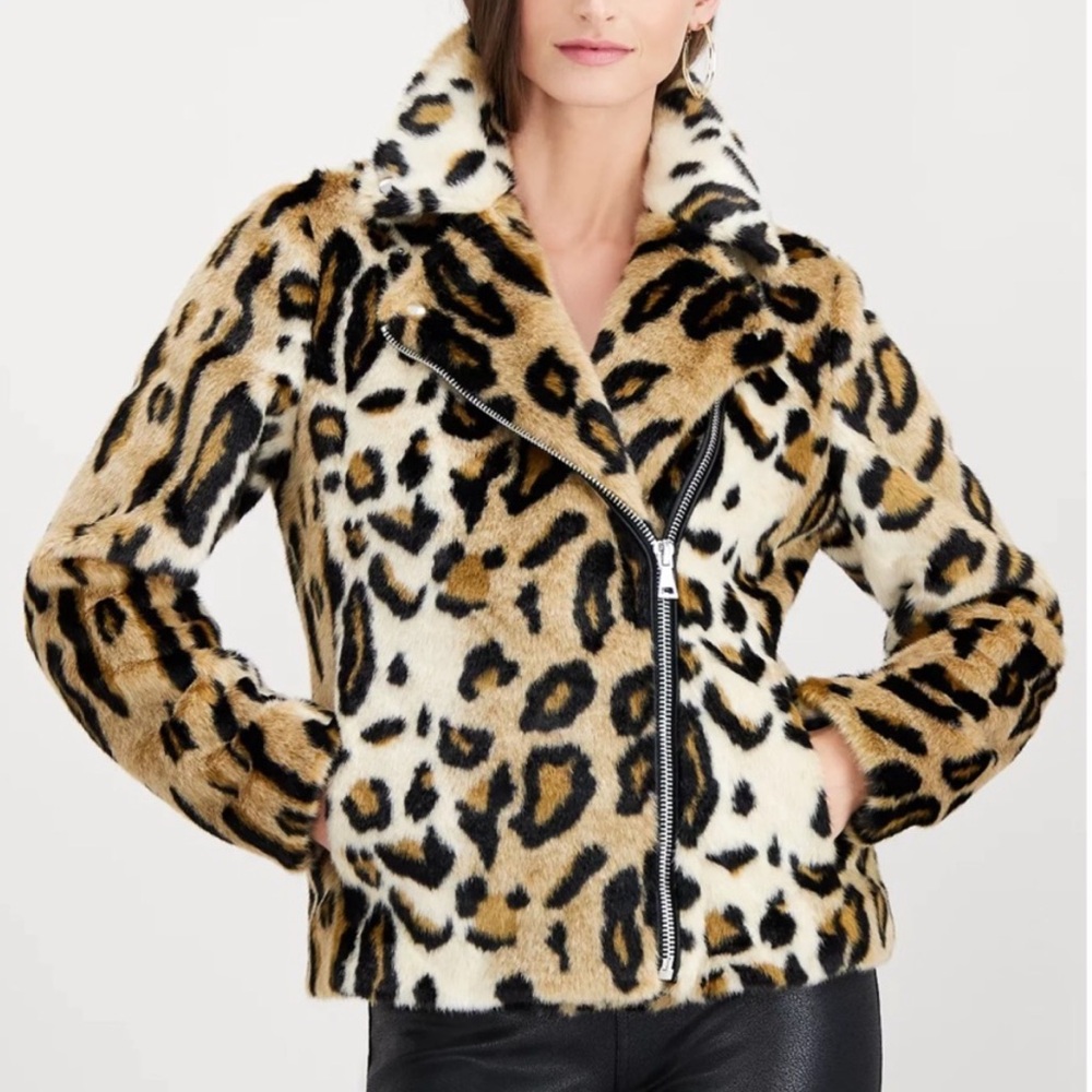 INC International leopard fur moto jacket